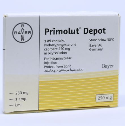 Primolut Depot (Hydroxyprogesterone Caproate) 250mg Amp 1 x 1ml Injection