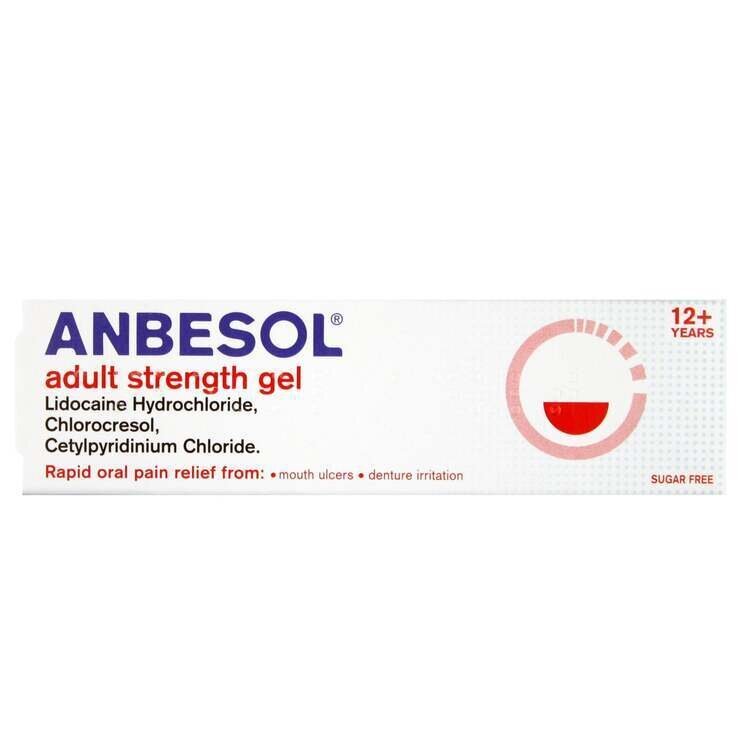 Anbesol adult strength gel (lidocaine) sugar free 10g