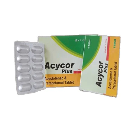 Acycor Plus (Aceclofenac & Paracetamol Tablet) Pack