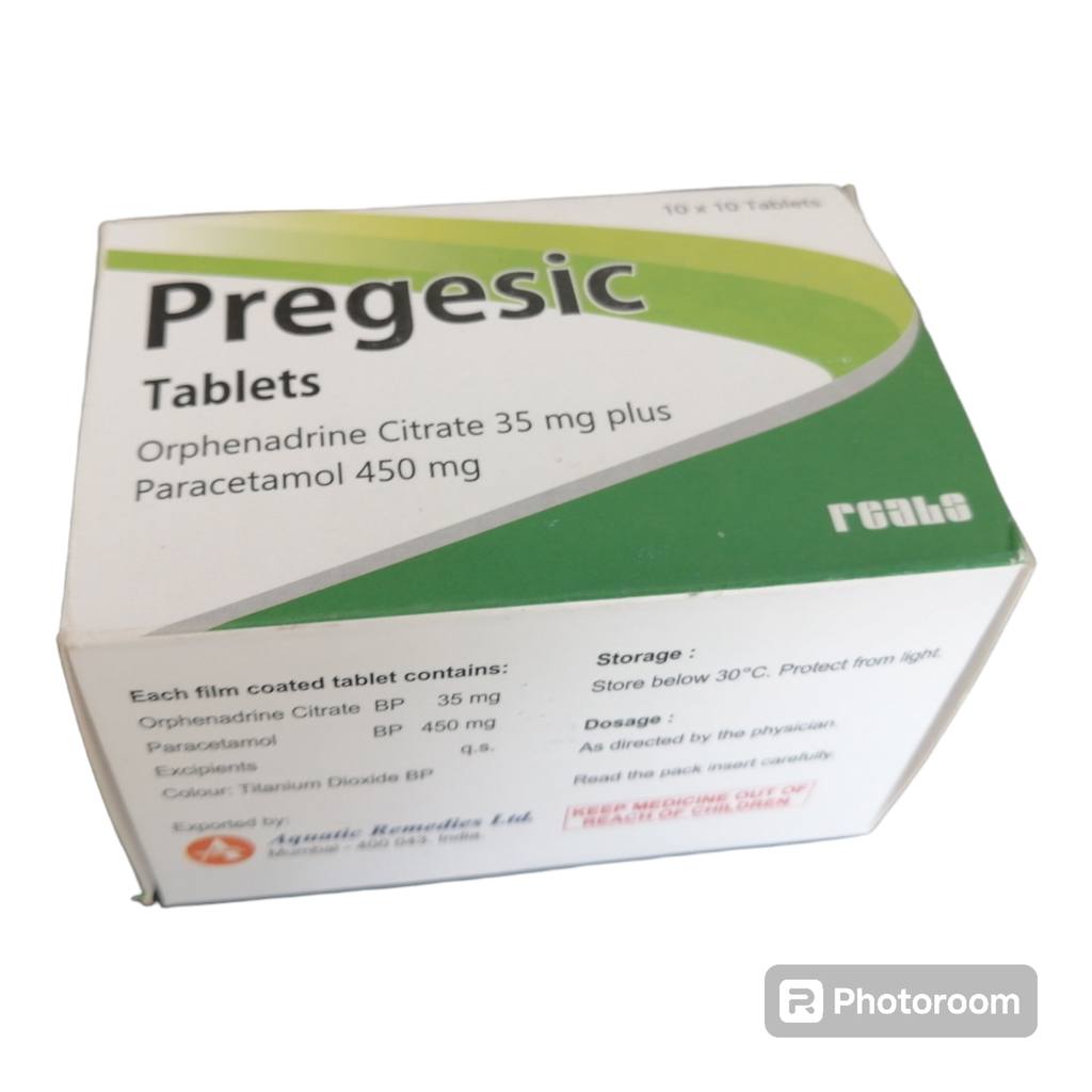 Pregesic (Orphenadrine 35mg /Paracetamol 450mg) Tabs