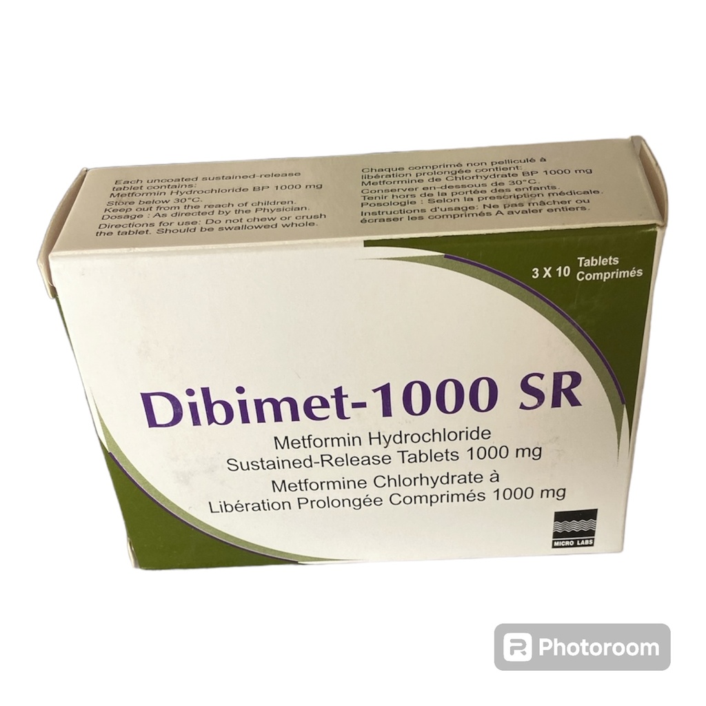 Dibimet-1000 SR (Metformin Hydrochloride 1000mg) Tablets