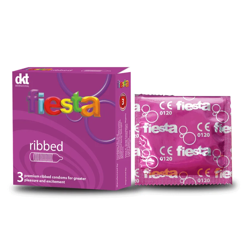 Fiesta Ribbed Condoms Pack of 3