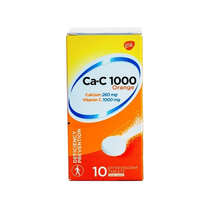 CAC-1000 (Calcium 260mg and Calcium 1000mg) Orange Flavour Tablets