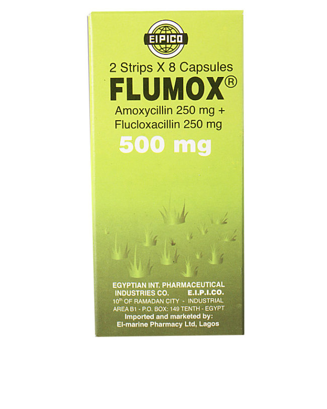 Flumox 500mg (Amoxycillin 250mg + Flucloxacillin 250mg) Capsules