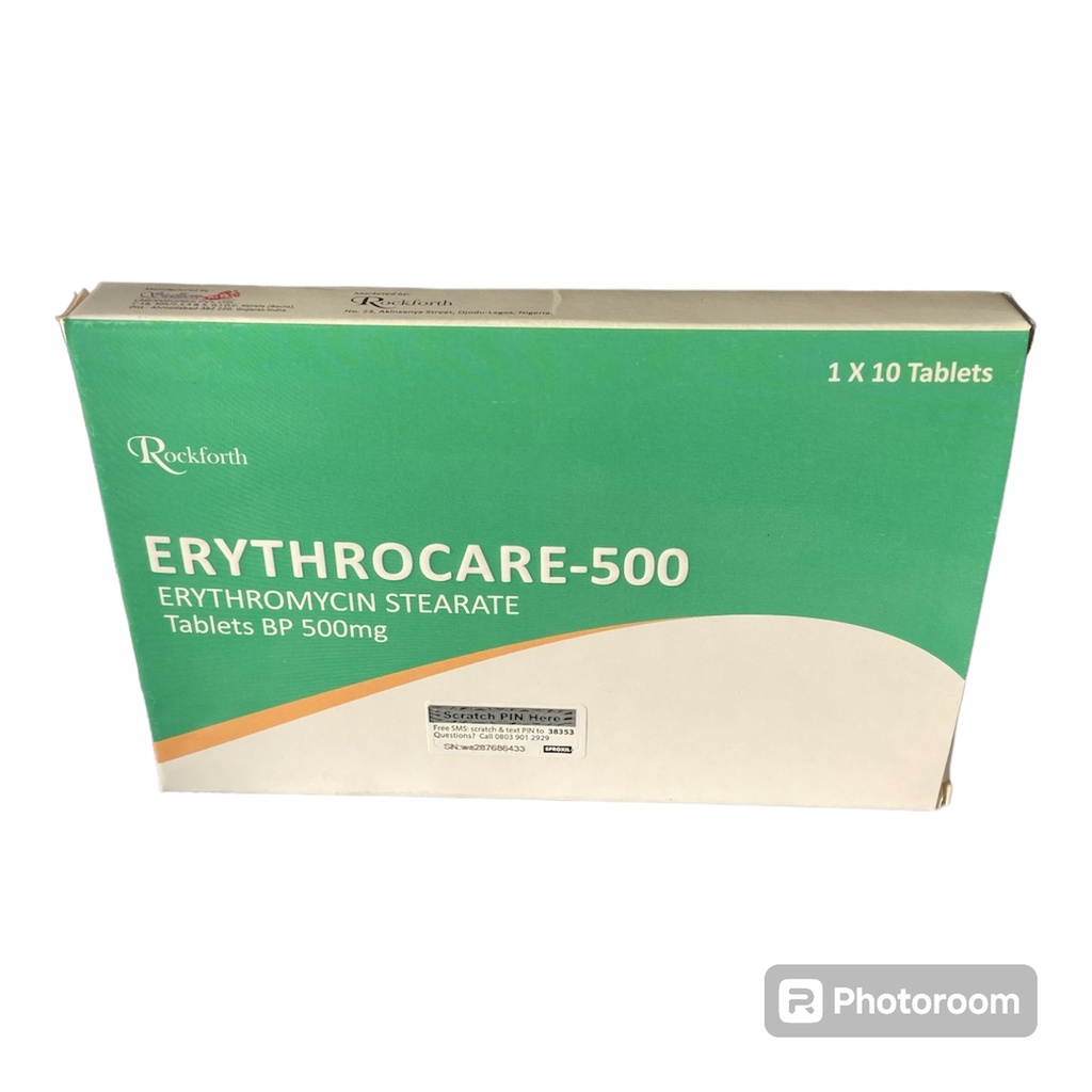 Erythrocare Erythromcyin 500mg Tabs