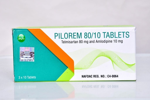 Pilorem 80/10 (Telmisartan 80mg and Amlodipine 10mg) Tablets