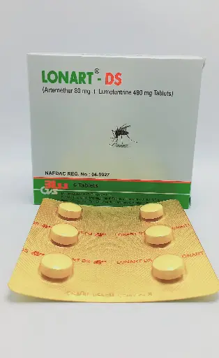 Lonart-DS (Artemether 80mg + Lumefantrine 480mg) Tablets