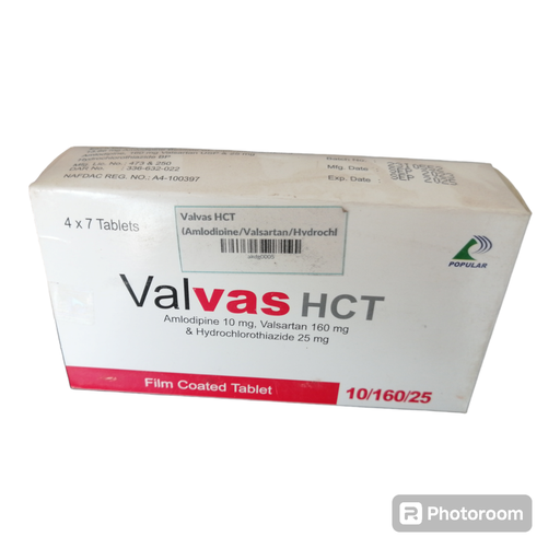 Valvas HCT (Amlodipine/Valsartan/Hydrochlorothiazide) 10/160/25