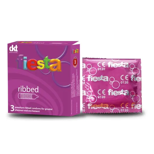 Fiesta Ribbed Condoms Pack of 3