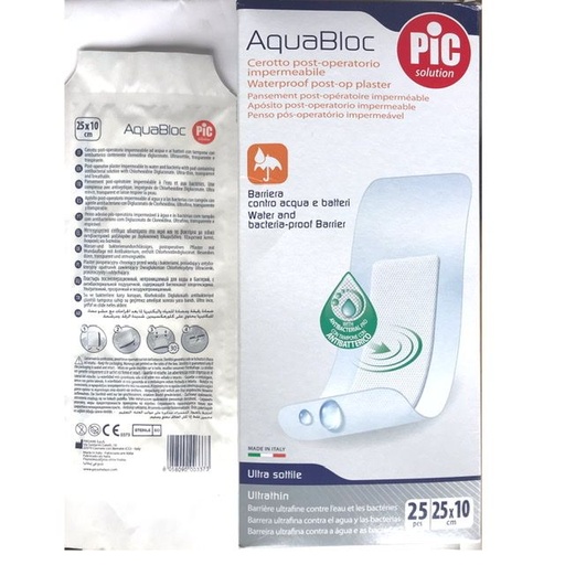 Aquabloc adhesive post-operative plasters 25cmx10m