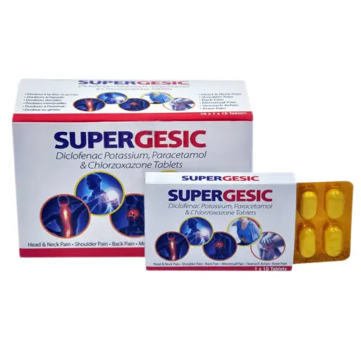 Supergesic (Diclofenac, pcm, chlorzoxazone)